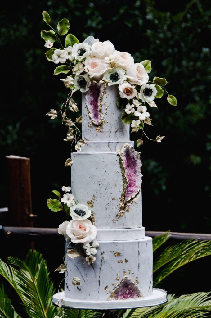 Geo Cake With Sugar Flowers